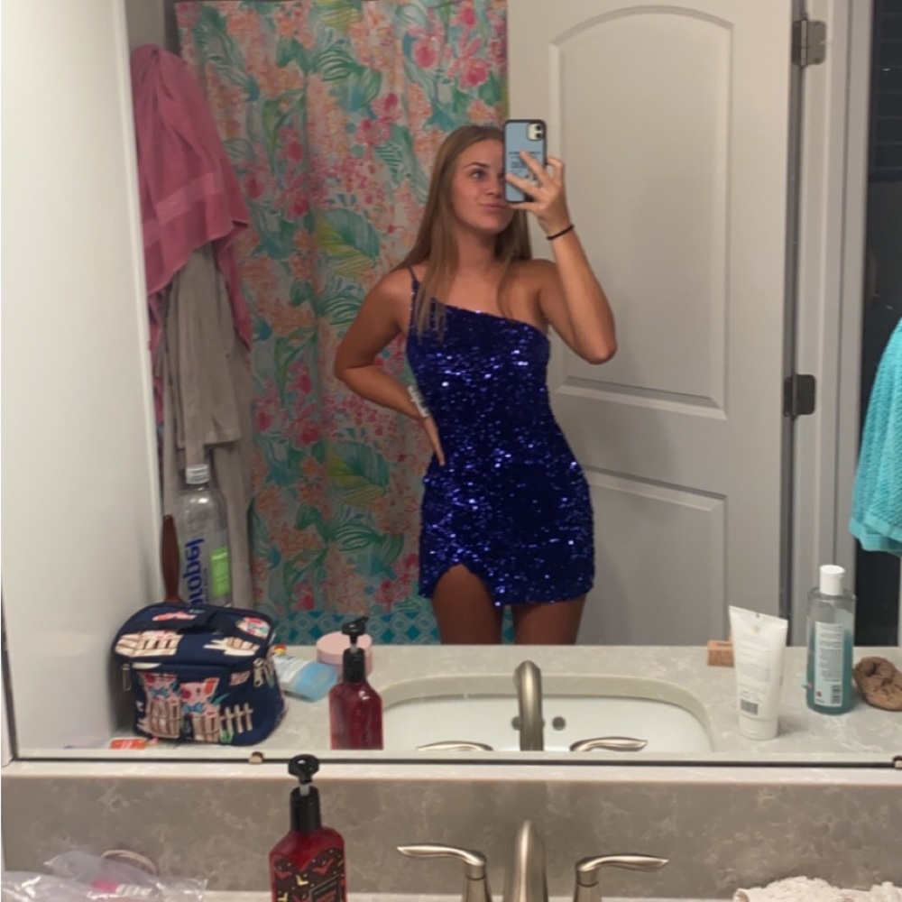 Dark blue/purple/Royal sequin homecoming dress hoco